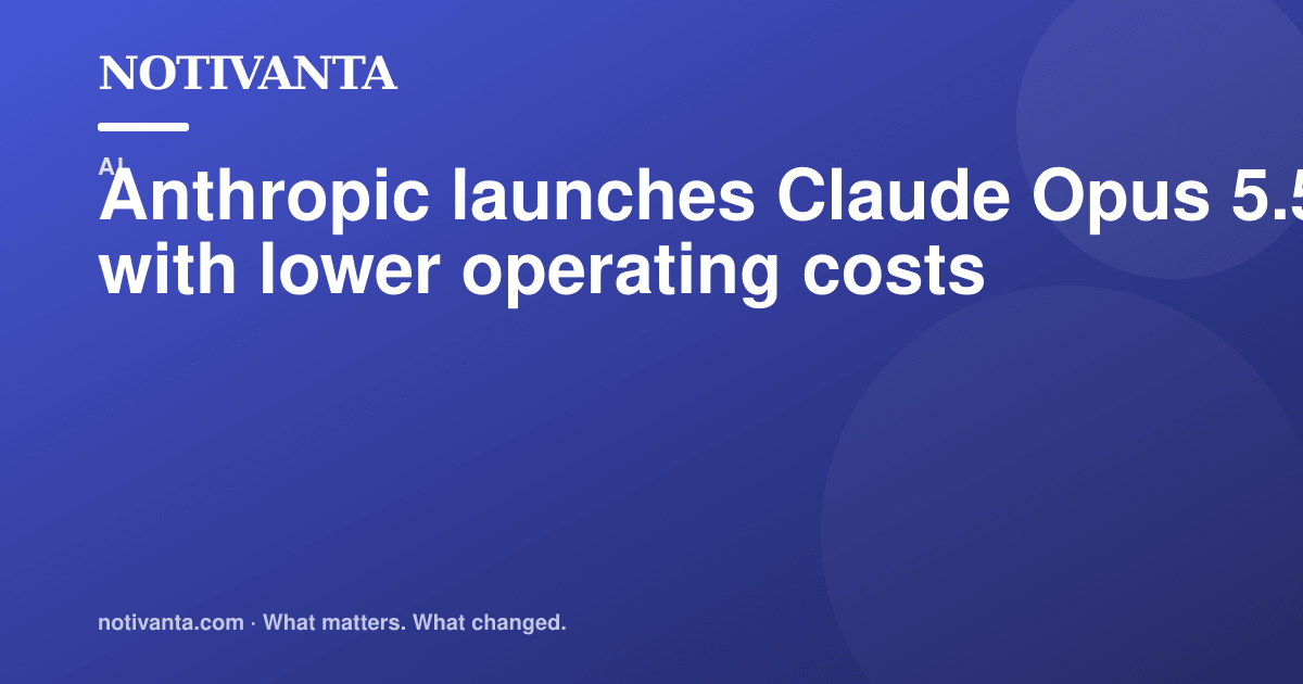 Anthropic launches Claude Opus 5.5 with lower operating costs share graphic