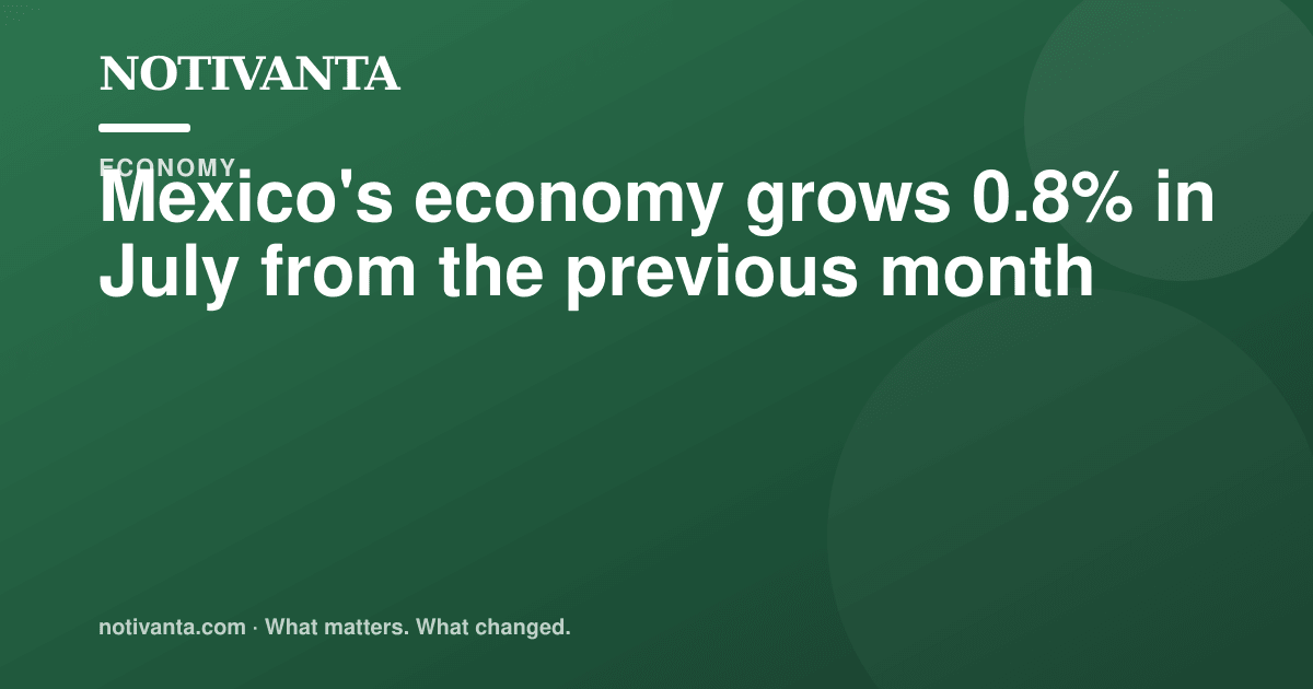 Mexico's economy grows 0.8% in July from the previous month share graphic