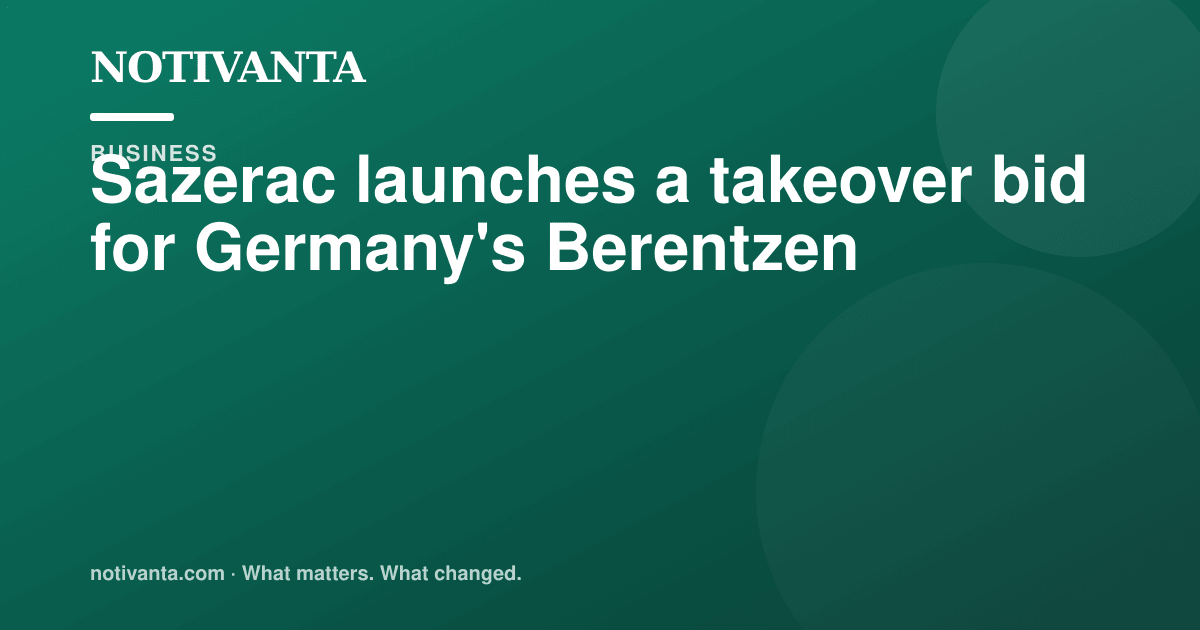 Sazerac launches a takeover bid for Germany's Berentzen share graphic