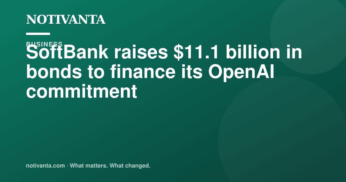 SoftBank raises $11.1 billion in bonds to finance its OpenAI commitment share graphic