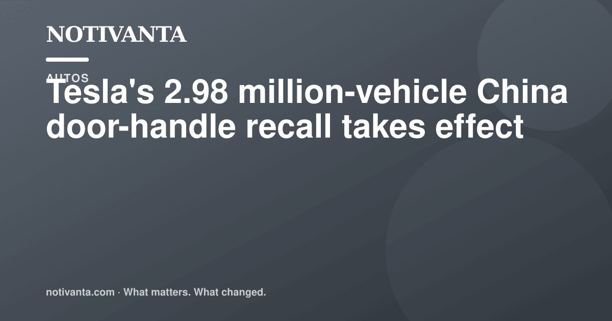 Tesla's largest China recall takes effect share graphic