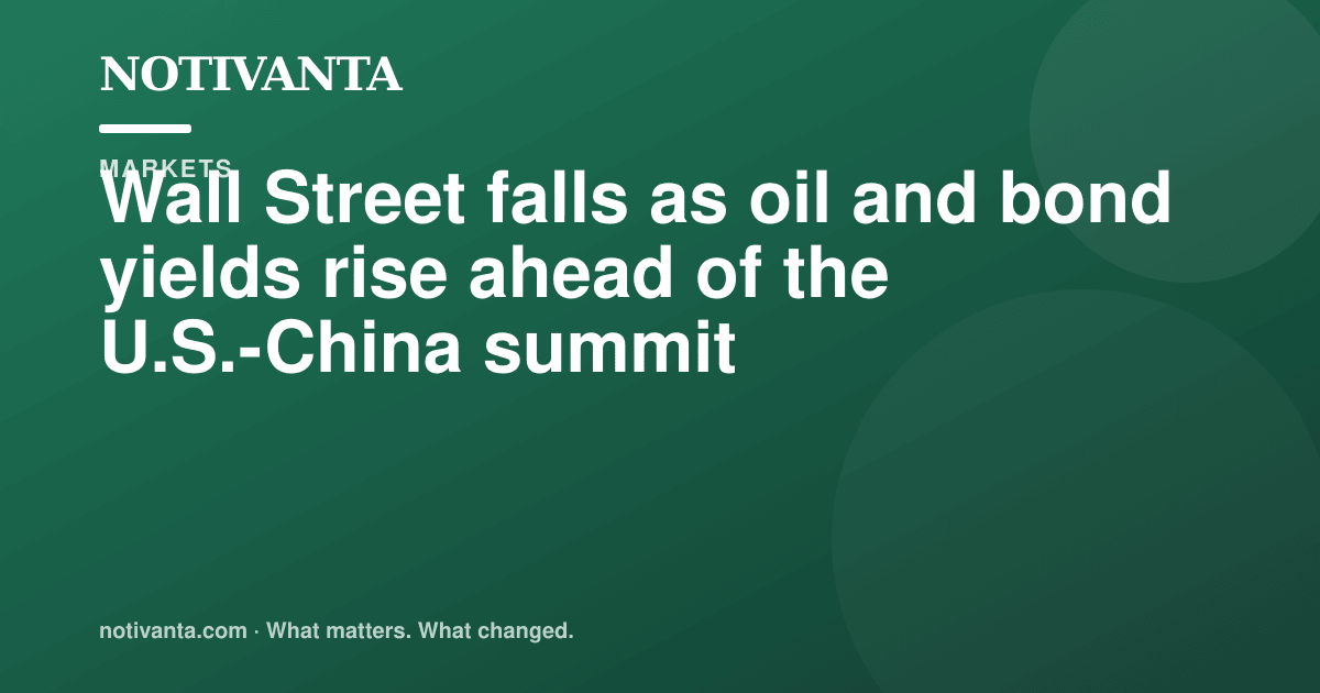 Wall Street falls as oil and bond yields rise ahead of the U.S.-China summit share graphic